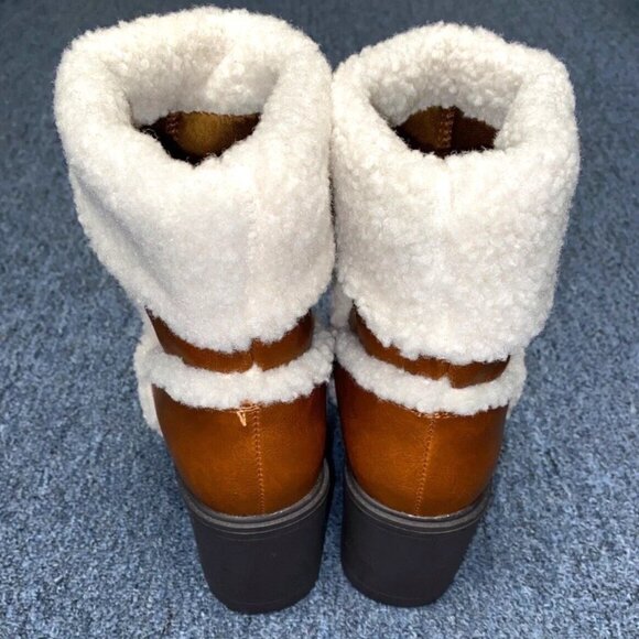 JustFab Ellie Trim Heeled Sherpa Lined Women's Boot Size 6.5 Tan/Brown - Picture 3 of 7